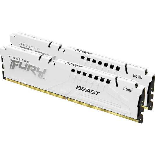 Kingston FURY Beast KF564C32BWEK2-64 64GB (2x 32GB) DIMM System Memory, 6400MHz, DDR5, CL32, White, Intel XMP, AMD EXPO
