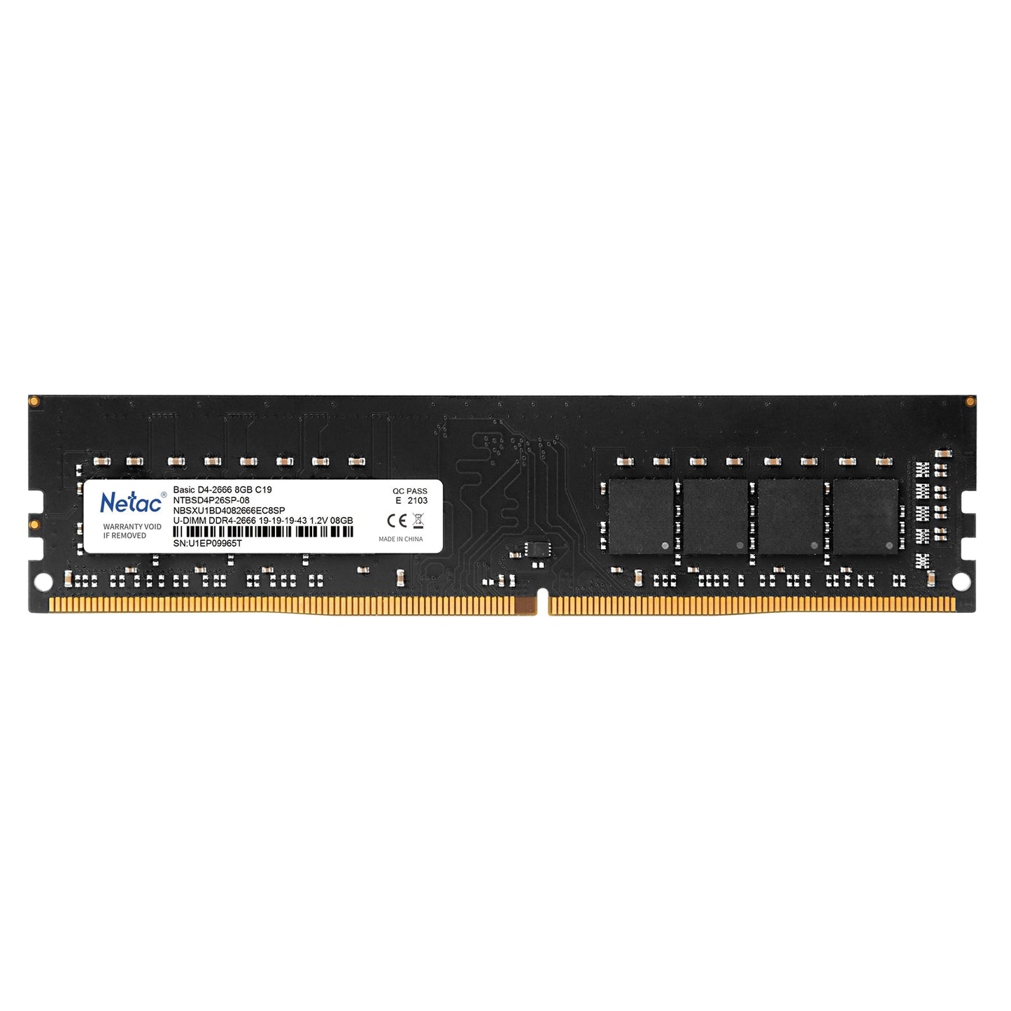 Netac Basic NTBSD4P26SP-08 8GB (1x 8GB) DIMM System Memory, 2666MHz, DDR4, CL19