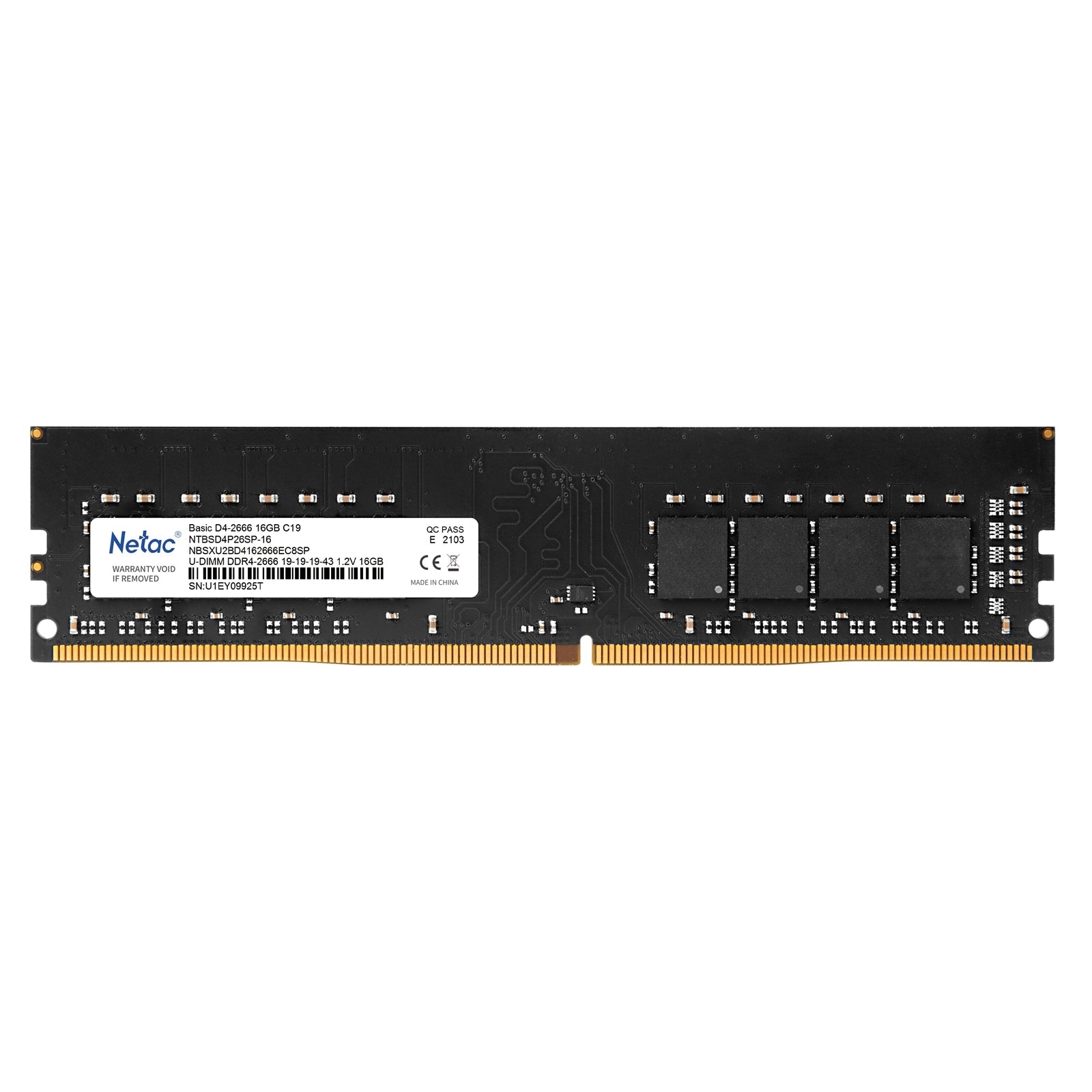 Netac Basic NTBSD4P32SP-16 16GB (1x 16GB) DIMM System Memory, 3200MHz, DDR4, CL16